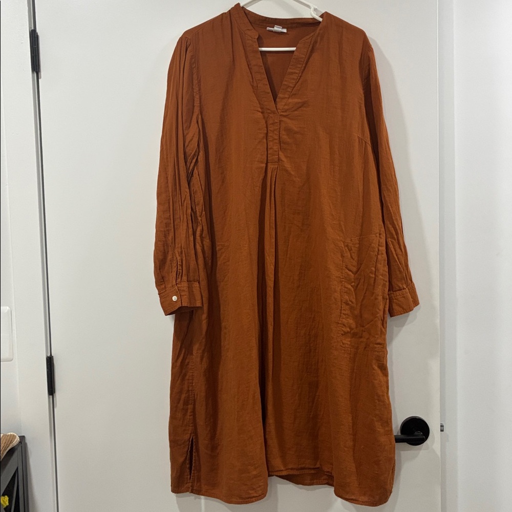 Rust Orange Long Sleeve Dress